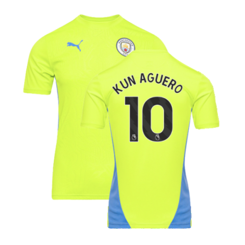 2024-2025 Man City Training Shirt (Yellow Glow) (Kun Aguero 10)