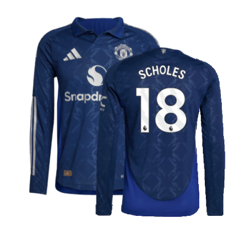 2024-2025 Man Utd Authentic Long Sleeve Away Shirt (Scholes 18)