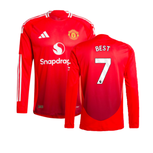 2024-2025 Man Utd Authentic Long Sleeve Home Shirt (Best 7)