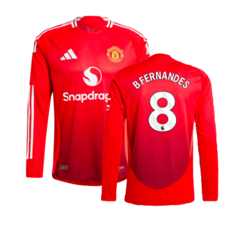 2024-2025 Man Utd Authentic Long Sleeve Home Shirt (B.Fernandes 8)