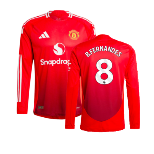2024-2025 Man Utd Authentic Long Sleeve Home Shirt (B.Fernandes 8)