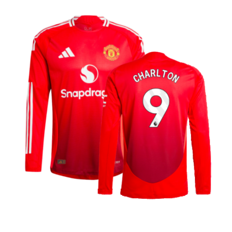 2024-2025 Man Utd Authentic Long Sleeve Home Shirt (Charlton 9)