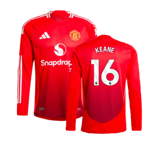 2024-2025 Man Utd Authentic Long Sleeve Home Shirt (Keane 16)
