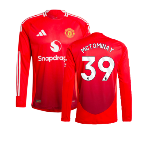 2024-2025 Man Utd Authentic Long Sleeve Home Shirt (McTominay 39)