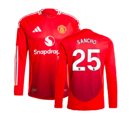 2024-2025 Man Utd Authentic Long Sleeve Home Shirt (Sancho 25)