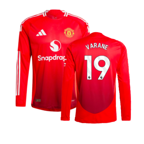 2024-2025 Man Utd Authentic Long Sleeve Home Shirt (Varane 19)