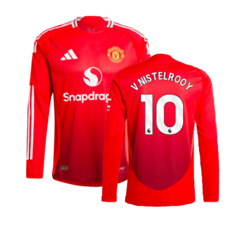 2024-2025 Man Utd Authentic Long Sleeve Home Shirt (V.Nistelrooy 10)