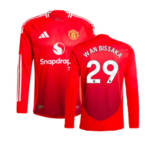 2024-2025 Man Utd Authentic Long Sleeve Home Shirt (Wan Bissaka 29)