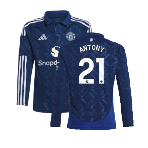 2024-2025 Man Utd Long Sleeve Away Shirt (Kids) (Antony 21)