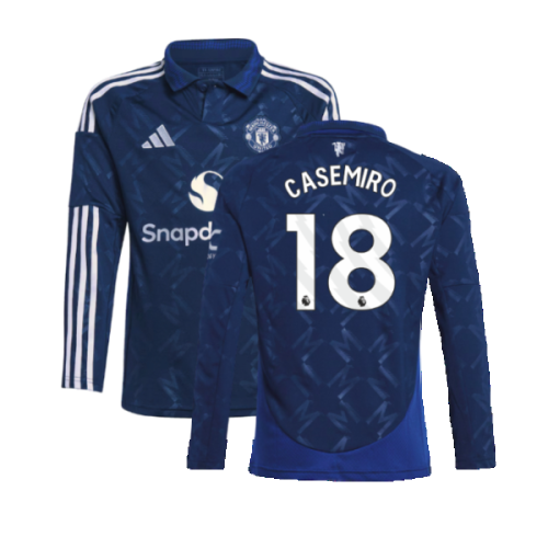 2024-2025 Man Utd Long Sleeve Away Shirt (Kids) (Casemiro 18)