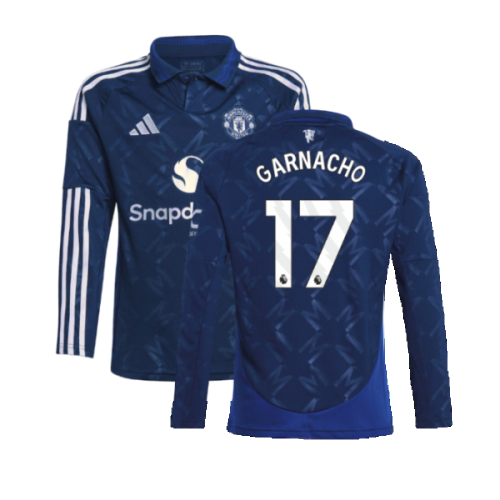 2024-2025 Man Utd Long Sleeve Away Shirt (Kids) (Garnacho 17)