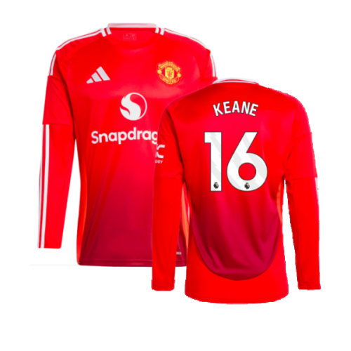 2024-2025 Man Utd Long Sleeve Home Shirt (Keane 16)