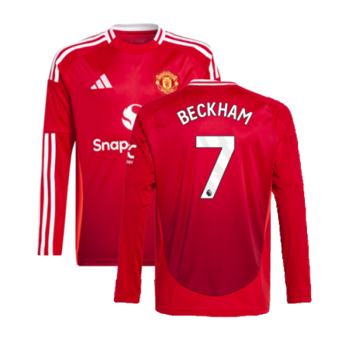 2024-2025 Man Utd Long Sleeve Home Shirt (Kids) (Beckham 7)