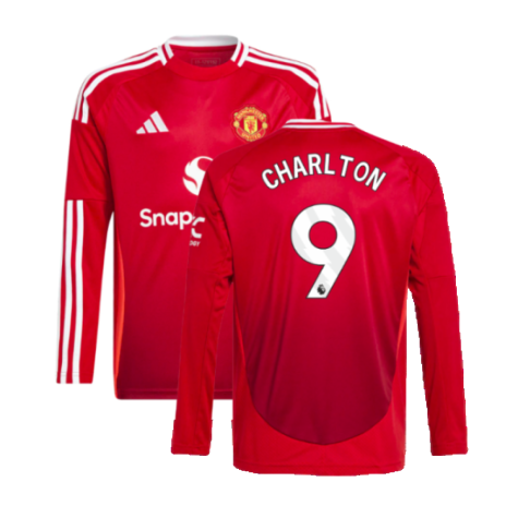 2024-2025 Man Utd Long Sleeve Home Shirt (Kids) (Charlton 9)