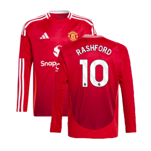 2024-2025 Man Utd Long Sleeve Home Shirt (Kids) (Rashford 10)