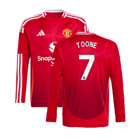 2024-2025 Man Utd Long Sleeve Home Shirt (Kids) (Toone 7)