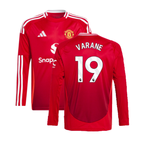 2024-2025 Man Utd Long Sleeve Home Shirt (Kids) (Varane 19)