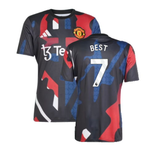 2024-2025 Man Utd Pre-Match Jersey (Black) (Best 7)