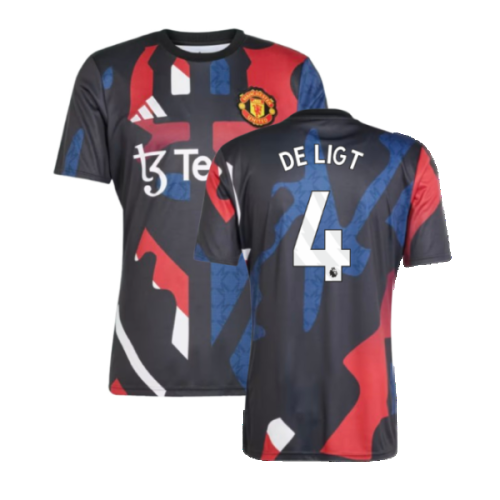 2024-2025 Man Utd Pre-Match Jersey (Black) (De Ligt 4)