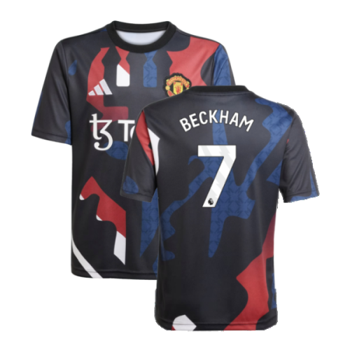 2024-2025 Man Utd Pre-Match Jersey (Black) - Kids (Beckham 7)