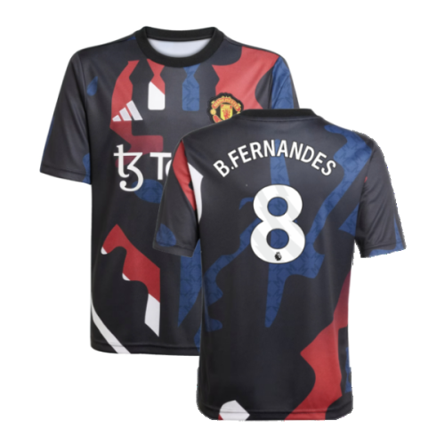 2024-2025 Man Utd Pre-Match Jersey (Black) - Kids (B.Fernandes 8)