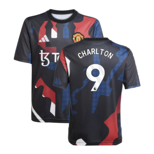 2024-2025 Man Utd Pre-Match Jersey (Black) - Kids (Charlton 9)