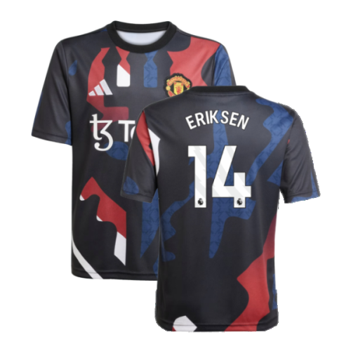 2024-2025 Man Utd Pre-Match Jersey (Black) - Kids (Eriksen 14)