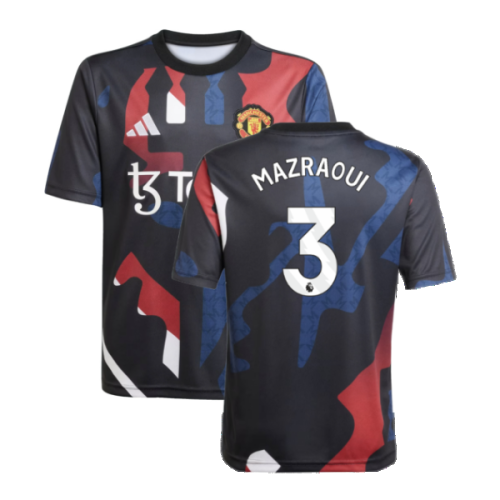 2024-2025 Man Utd Pre-Match Jersey (Black) - Kids (Mazraoui 3)