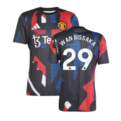 2024-2025 Man Utd Pre-Match Jersey (Black) (Wan Bissaka 29)