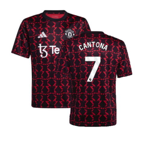 2024-2025 Man Utd Pre-Match Shirt (Black) - Kids (Cantona 7)