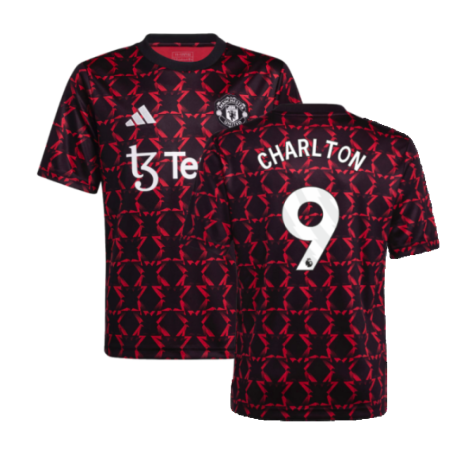 2024-2025 Man Utd Pre-Match Shirt (Black) - Kids (Charlton 9)