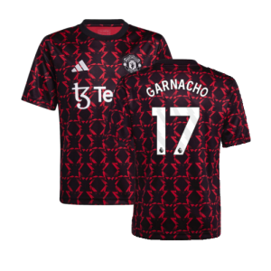 2024-2025 Man Utd Pre-Match Shirt (Black) - Kids (Garnacho 17)