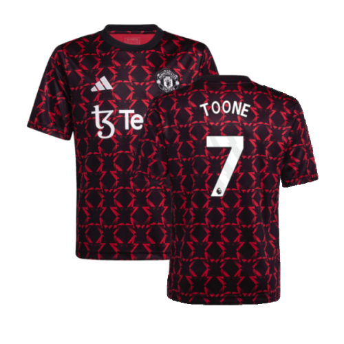 2024-2025 Man Utd Pre-Match Shirt (Black) - Kids (Toone 7)