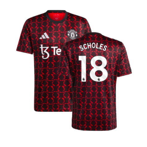 2024-2025 Man Utd Pre-Match Shirt (Black) (Scholes 18)