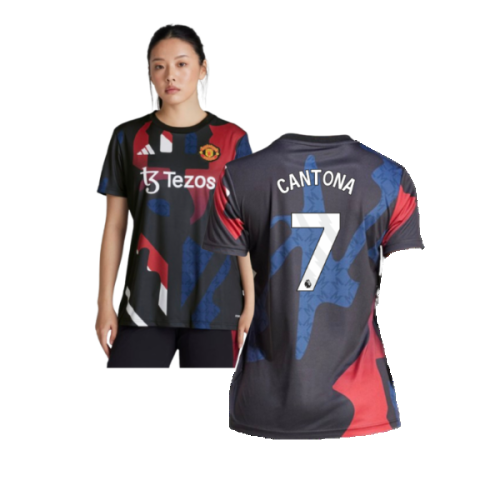 2024-2025 Man Utd Pre-Match Shirt (Black) - Womens (Cantona 7)