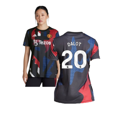 2024-2025 Man Utd Pre-Match Shirt (Black) - Womens (Dalot 20)