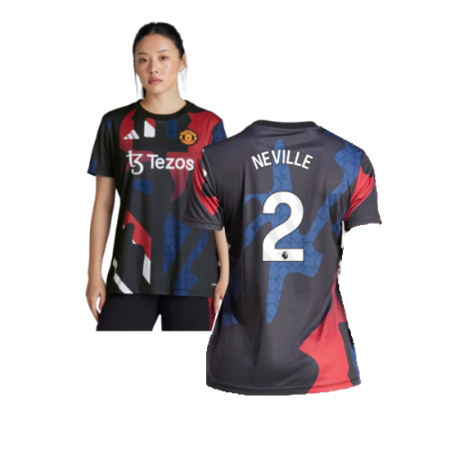 2024-2025 Man Utd Pre-Match Shirt (Black) - Womens (Neville 2)