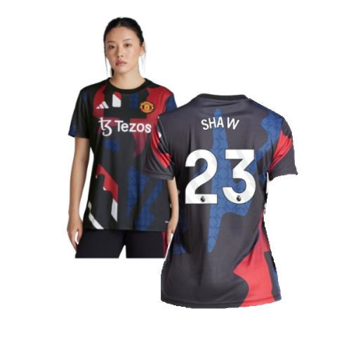 2024-2025 Man Utd Pre-Match Shirt (Black) - Womens (Shaw 23)