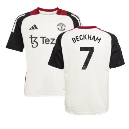 2024-2025 Man Utd Training Jersey (Off White) - Kids (Beckham 7)