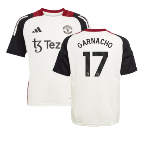 2024-2025 Man Utd Training Jersey (Off White) - Kids (Garnacho 17)