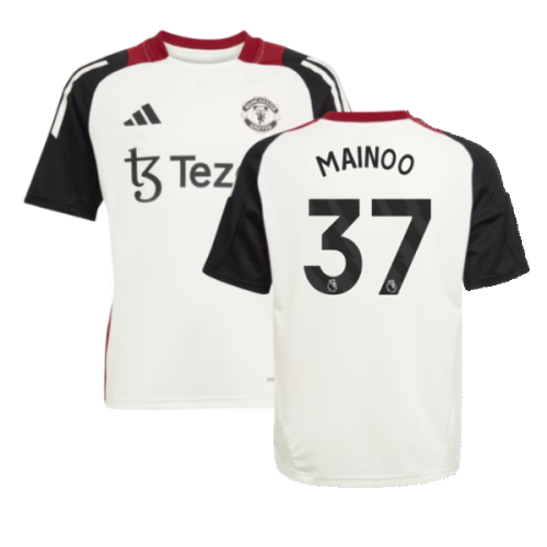 2024-2025 Man Utd Training Jersey (Off White) - Kids (Mainoo 37)