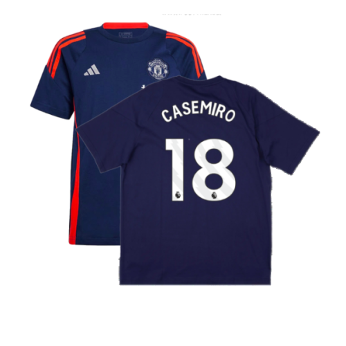 2024-2025 Man Utd Training Tee (Night Indigo) - Kids (Casemiro 18)