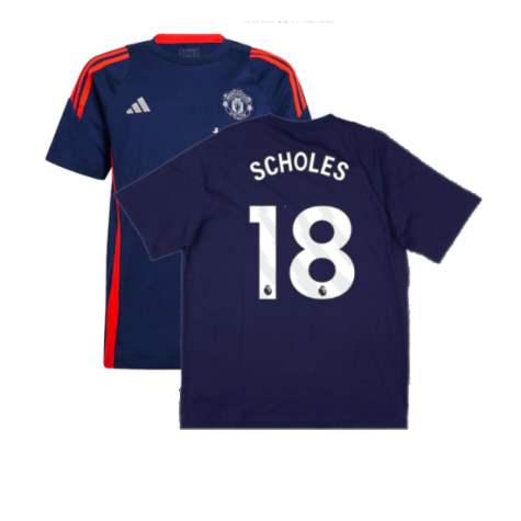 2024-2025 Man Utd Training Tee (Night Indigo) - Kids (Scholes 18)