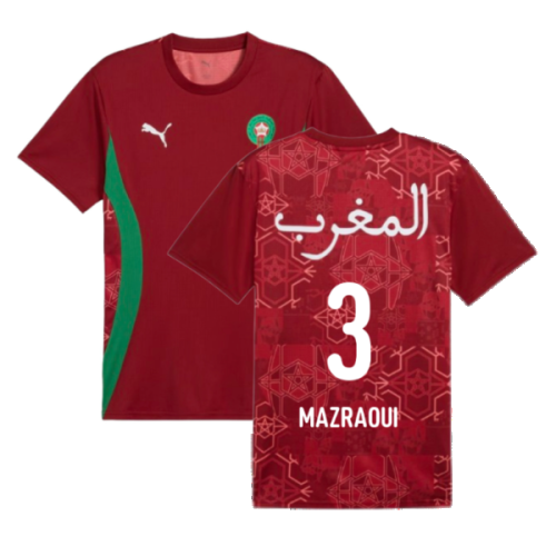 2024-2025 Morocco Prematch SS Jersey (Red) (Mazraoui 3)