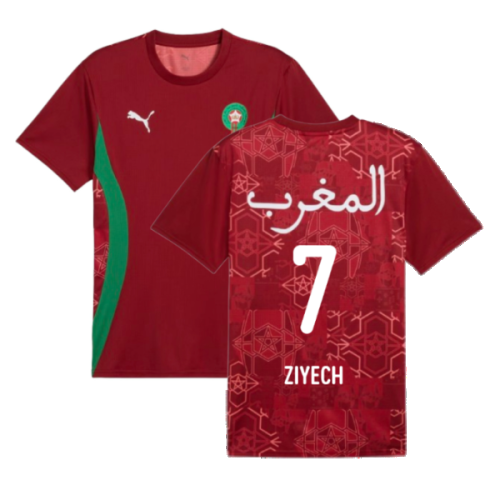 2024-2025 Morocco Prematch SS Jersey (Red) (Ziyech 7)