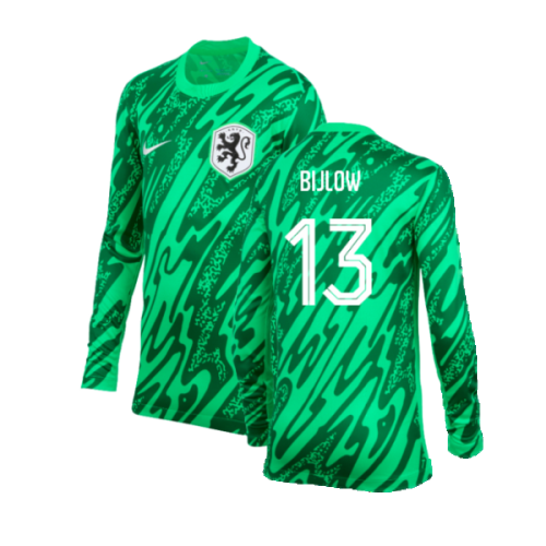 2024-2025 Netherlands Home Goalkeeper Shirt (Green) - Kids (Bijlow 13)