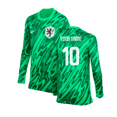 2024-2025 Netherlands Home Goalkeeper Shirt (Green) - Kids (Your Name)