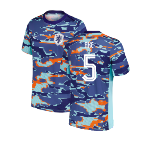 2024-2025 Netherlands Pre-Match Training Shirt (Blue) - Kids (Ake 5)