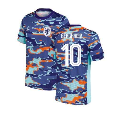 2024-2025 Netherlands Pre-Match Training Shirt (Blue) - Kids (Bergkamp 10)