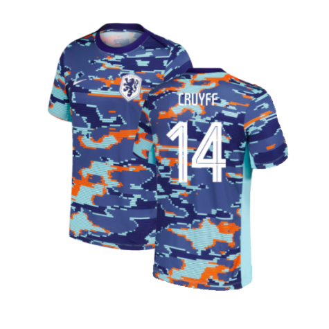 2024-2025 Netherlands Pre-Match Training Shirt (Blue) - Kids (Cruyff 14)